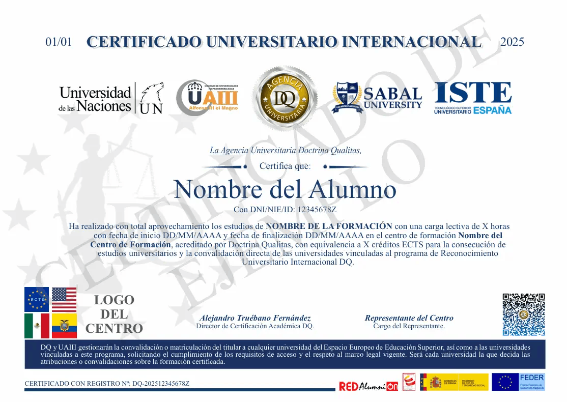 Modelo referencial del Certificado Universitario Internacional
