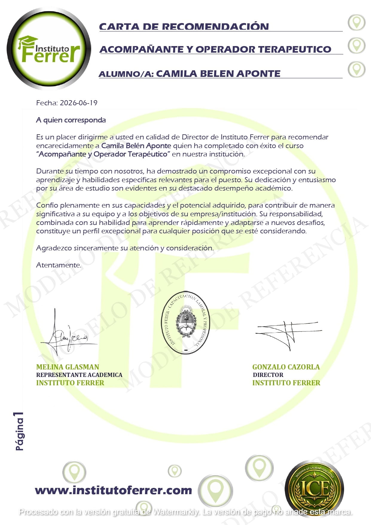 Carta de Recomendación