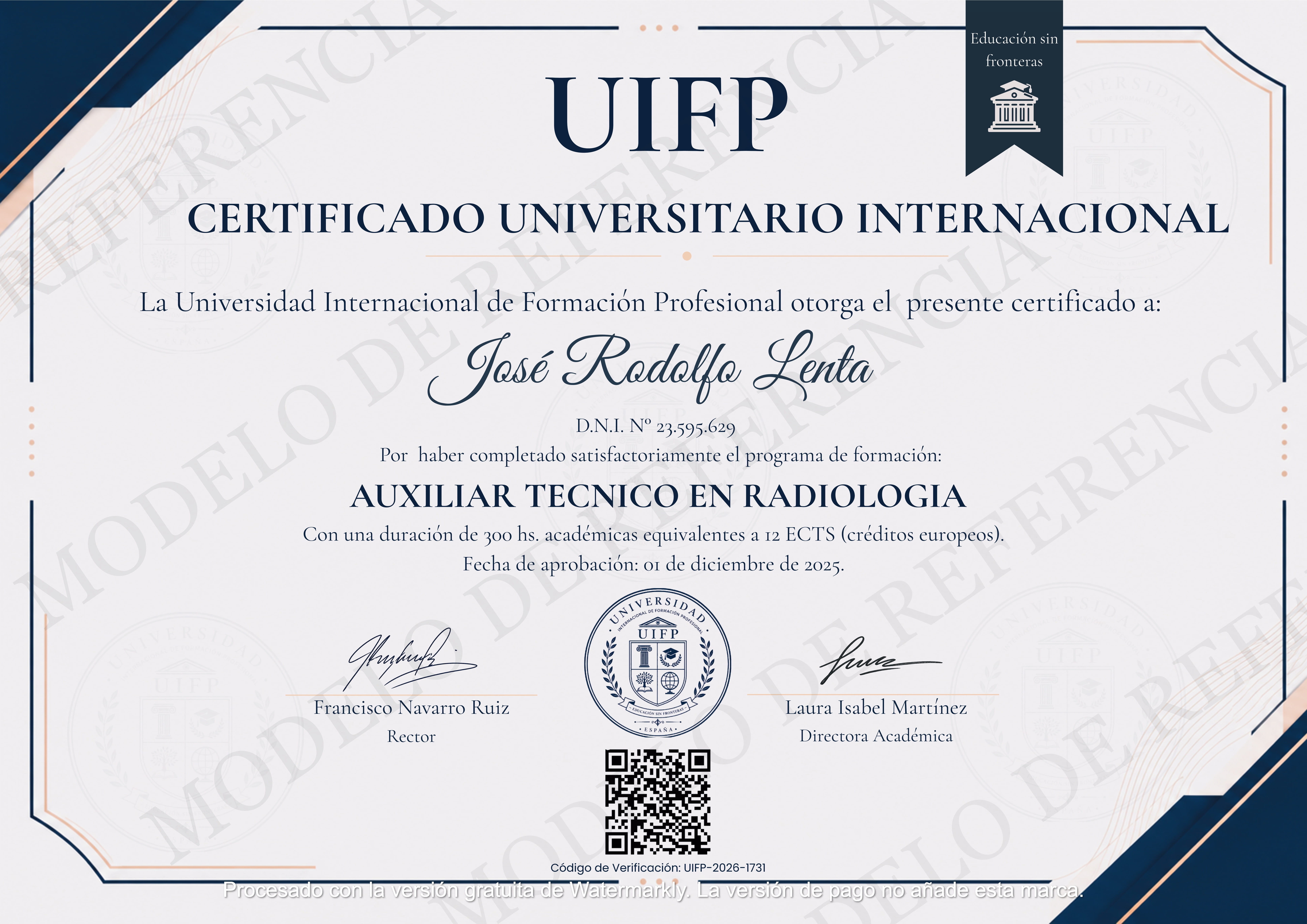 Modelo de Certificado UIFP